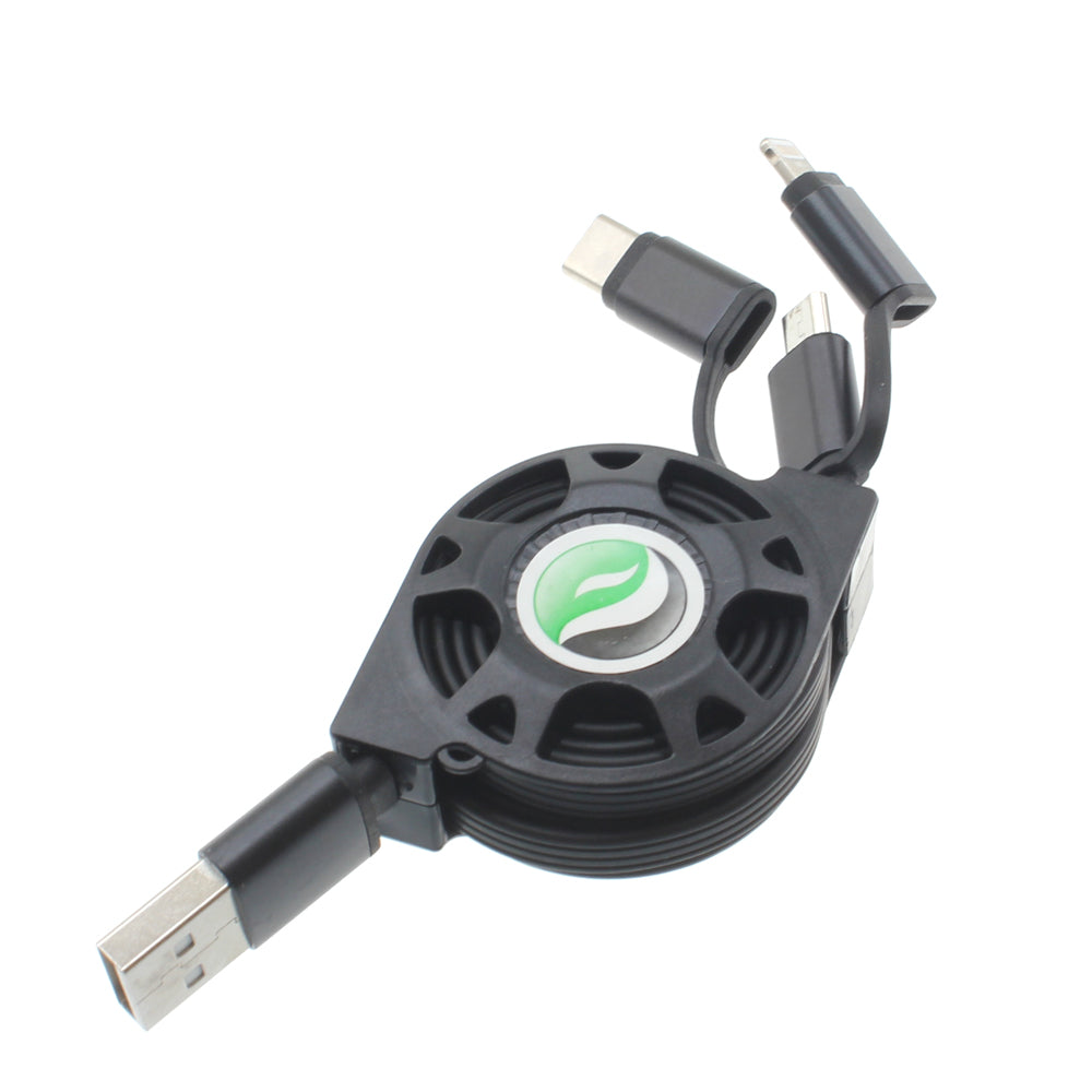 USB Cable Retractable Charger Power Cord 3-in-1  - BFR30 1103-1