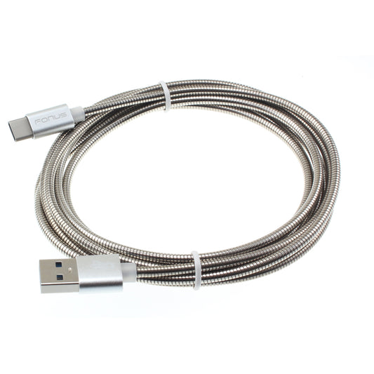 Metal USB Cable 6ft Type-C Charger Cord Power Wire  - BFF44 938-1