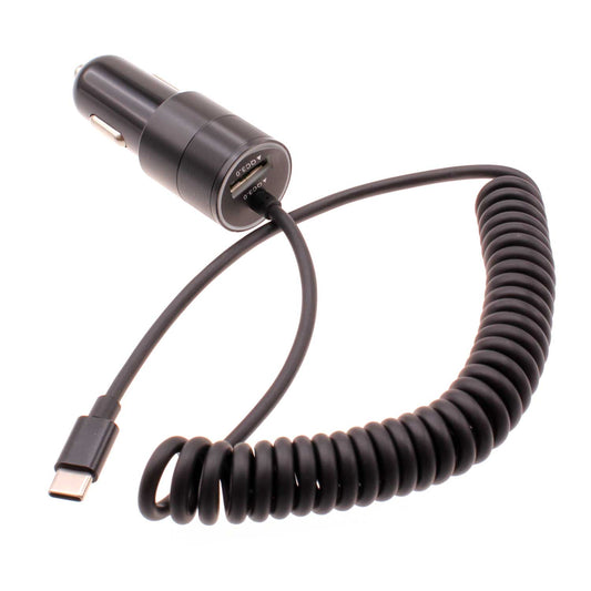 image of 36W Fast Car Charger USB-C Power Adapter Coiled Type-C Cable Extra USB Port DC Socket  - BFJ27 1573-1