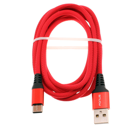 image of Red 6ft USB-C Cable Type-C Charger Cord Power Wire Long  - BFK59 1414-1