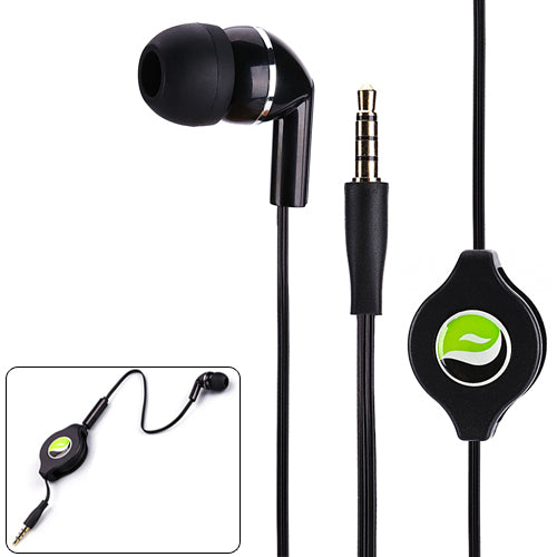 image of Retractable Mono Earphone Headphone 3.5mm w Mic Headset Handsfree Earbud  - BFF75 436-1