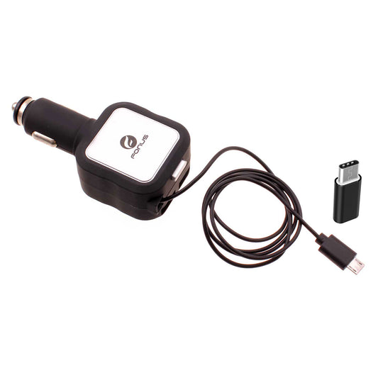 image of Retractable Car Charger TWO USB PORTS with USB-C Adapter 2016-1