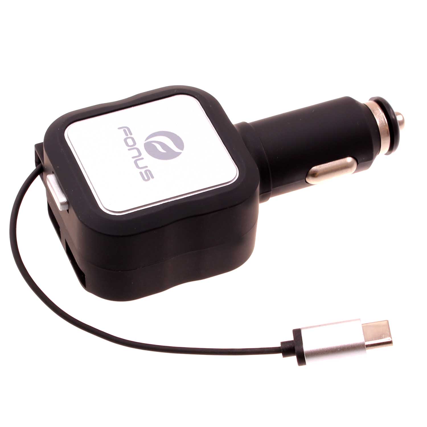 Car Charger Retractable 4.8Amp Type-C 2-Port USB Fast Charge  - BFM43 1064-1