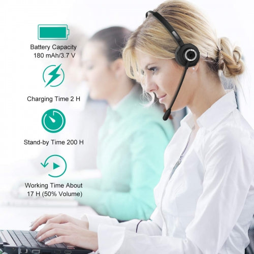 Wireless Headphone Boom Microphone Headset Hands-free Earphone Over-the-Head   - BFD85 1309-6