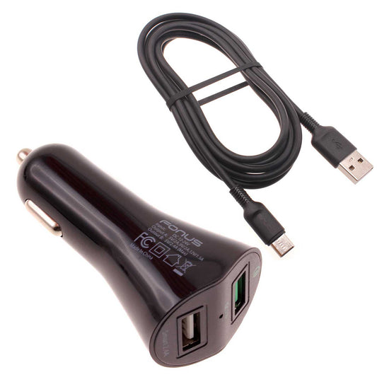 Car Charger 30W Fast 2-Port USB 6ft Cable Type-C Quick Charge  - BFA56 852-1