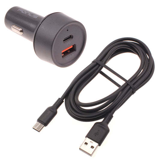 image of Quick Car Charger 36W 2-Port USB Cable Type-C PD  Power Adapter  - BFE16 1469-1