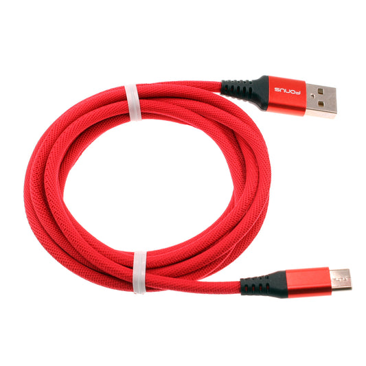 image of Red 6ft USB-C Cable Type-C Charger Cord Power Wire Long  - BFK59 1414-1