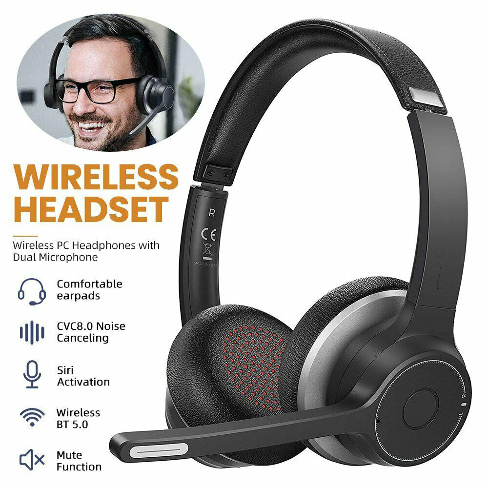 Wireless Over-Ear Headphones With Boom Mic Headset Hands-free Earphones Noise Isolation  - BFZ58 1684-8