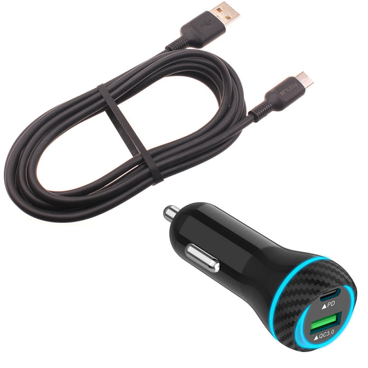 image of Quick Car Charger 43W 2-Port USB Cable Type-C PD  Power Adapter  - BFE20 1465-1