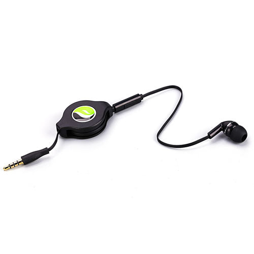 Retractable Mono Earphone Headphone 3.5mm w Mic Headset Handsfree Earbud  - BFF75 436-2