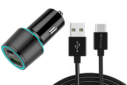 image of Quick Car Charger 36W 2-Port USB Cable Type-C PD  Power Adapter  - BFL91 1336-1