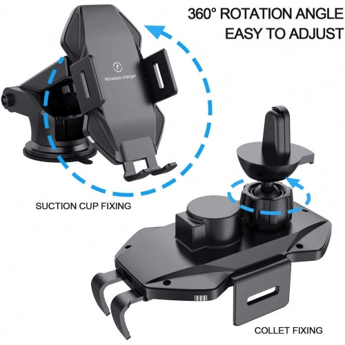 Car Wireless Charger Mount Dashboard Air Vent Holder  Fast Charge Auto Sensor Dock  - BFA75 1511-2