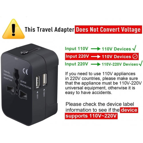 International Charger USB 2-Port Travel Adapter Plug Converter AC Power  - BFJ69 1343-5