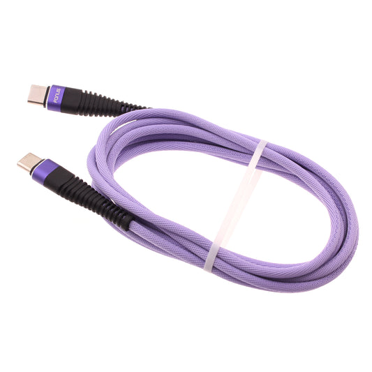 image of Purple 6ft PD Cable Type-C to USB-C Long Charger Cord Power Wire Sync  - BFA94 1547-1