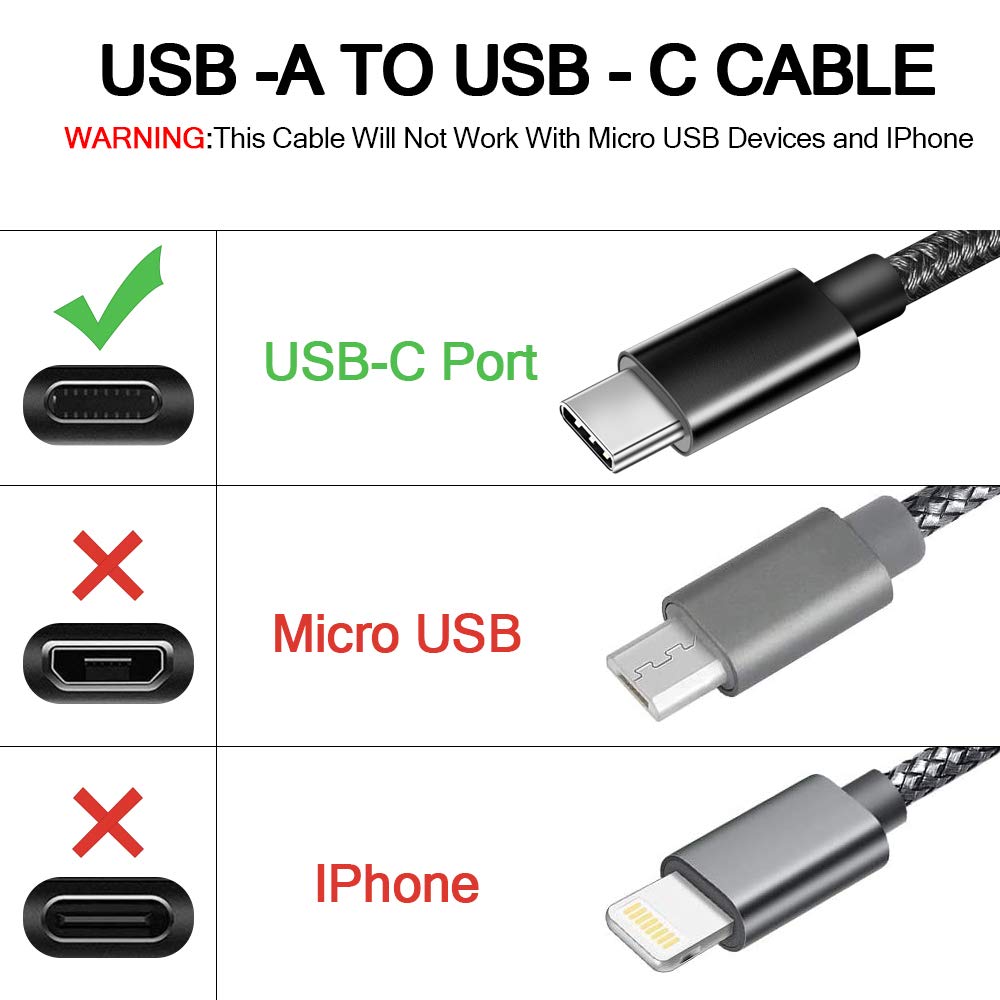 USB-C Cable 6ft Long Charger Cord Power Wire Fast Charge  - BFA01 293-3