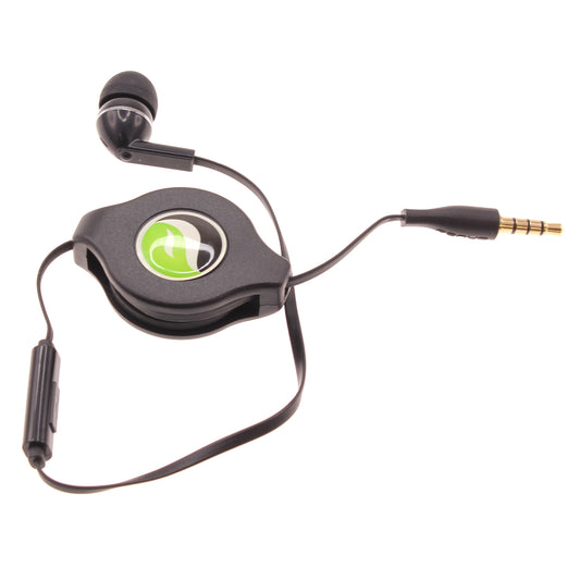 image of Retractable Mono Earphone Headphone 3.5mm w Mic Headset Handsfree Earbud  - BFF75 436-1