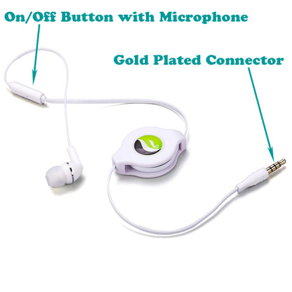 Retractable Mono Earphone Headphone 3.5mm w Mic Headset Handsfree Earbud  - BFS09 437-5