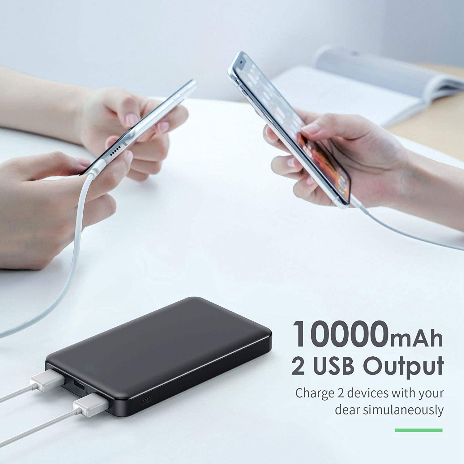  10000mAh Power Bank  LED Display Backup Battery  Portable Charger  Slim  2-Port USB   - BFM11 1905-3