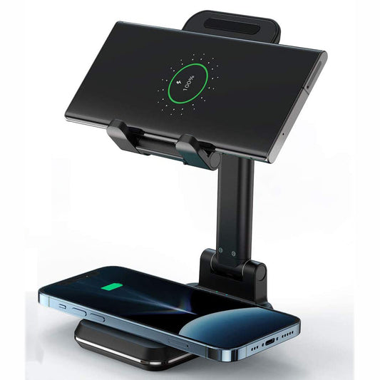 image of Dual 10W Wireless Charger Fast Foldable Stand 2-Coils Charging Pad  - BFJ96 1569-1