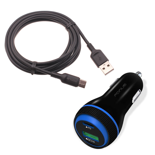 image of Quick Car Charger 43W 2-Port USB Cable Type-C PD  Power Adapter  - BFE20 1465-1