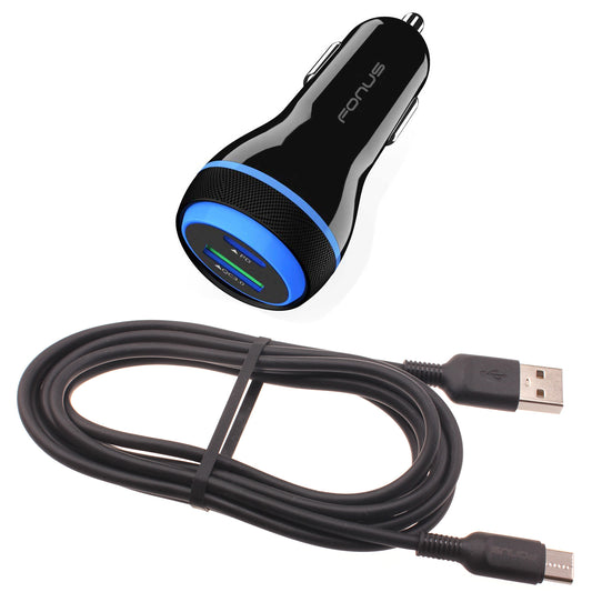 image of Quick Car Charger 43W 2-Port USB Cable Type-C PD  Power Adapter  - BFE20 1465-1