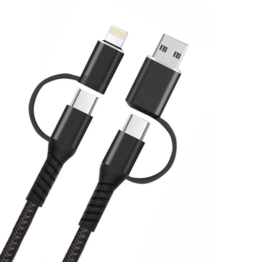 image of 4-in-1 USB-C Cable Fast Charger Power Cord [Type-C, iPhone, USB-A] Wire USB  - BFJ52 1673-1