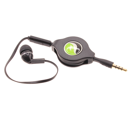 image of Retractable Mono Earphone Headphone 3.5mm w Mic Headset Handsfree Earbud  - BFF75 436-1