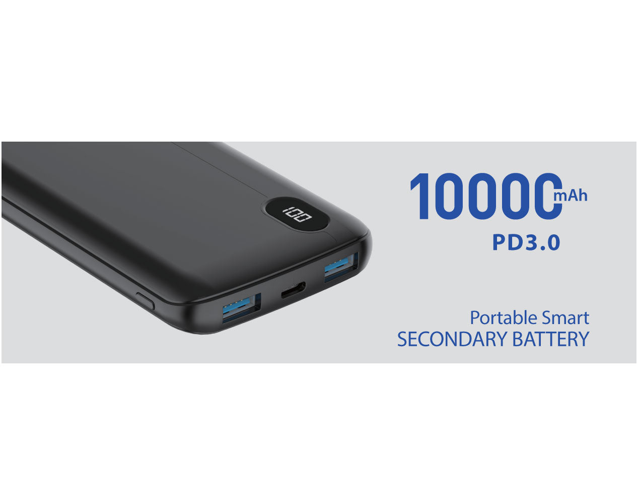  10000mAh Power Bank  LED Display Backup Battery  Portable Charger  Slim  2-Port USB   - BFM11 1905-2