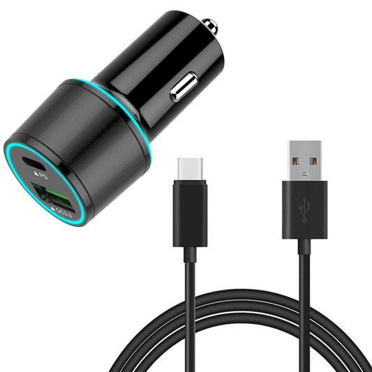 image of Quick Car Charger 36W 2-Port USB Cable Type-C PD  Power Adapter  - BFL91 1336-1