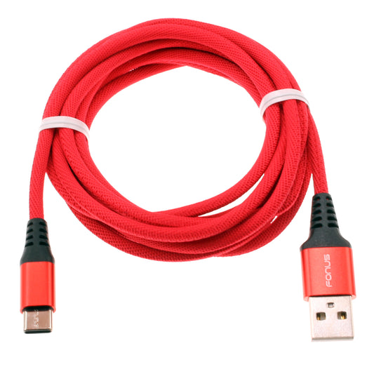 image of Red 6ft USB-C Cable Type-C Charger Cord Power Wire Long  - BFK59 1414-1