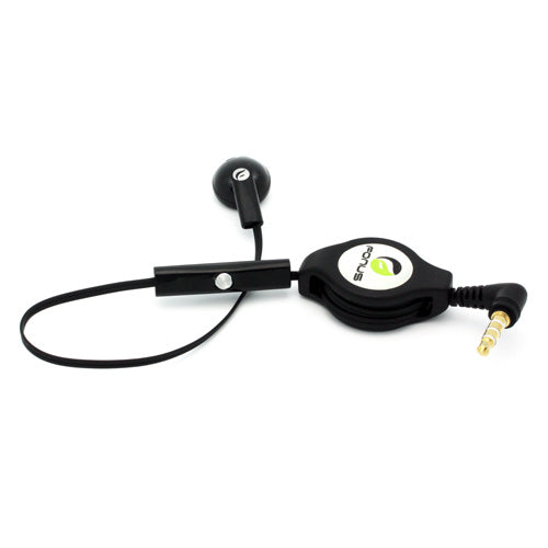 image of Retractable Mono Earphone Headphone 3.5mm w Mic Headset Handsfree Earbud  - BFJ80 384-1