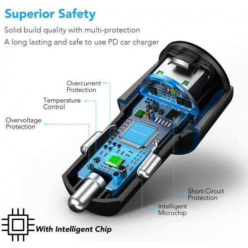 Quick Car Charger 36W 2-Port USB Type-C PD  Power Adapter  - BFF49 1335-3