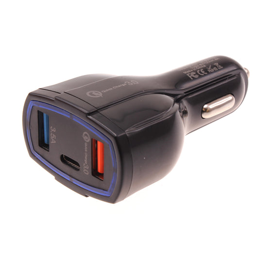 image of Quick Car Charger 48W 3-Port USB Type-C Port Power Adapter  - BFF56 1098-1