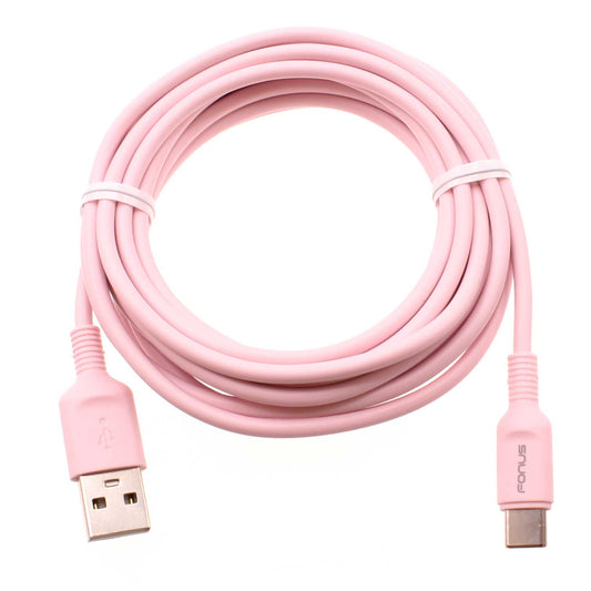 image of 10ft Long USB-C Cable Pink Charger Cord Power Wire Type-C Fast Charge  - BFJ16 1574-1