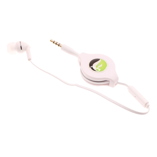 image of Retractable Mono Earphone Headphone 3.5mm w Mic Headset Handsfree Earbud  - BFS09 437-1