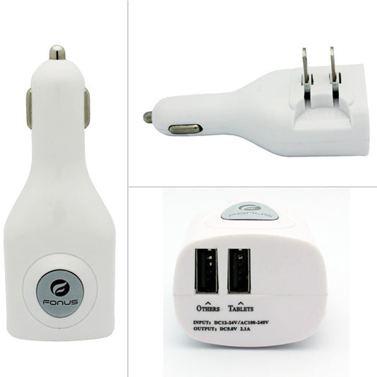 image of Car Home Charger 2-Port USB 2-in-1 Power Adapter DC Socket  - BFM82 777-1