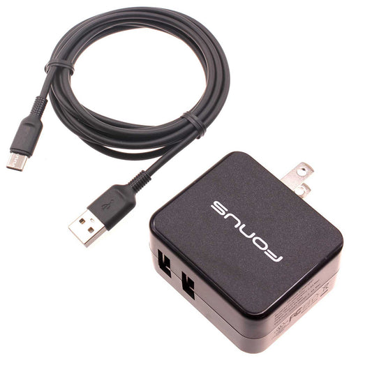 image of Home Charger 17W 2-Port USB  3.4A Type-C Cable 6ft  - BFC05 858-1