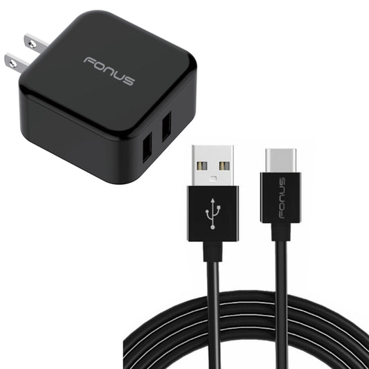 image of Quick Home Charger 30W 6ft USB Cable 2-Port USB Power Cord Travel  - BFR45 1117-1