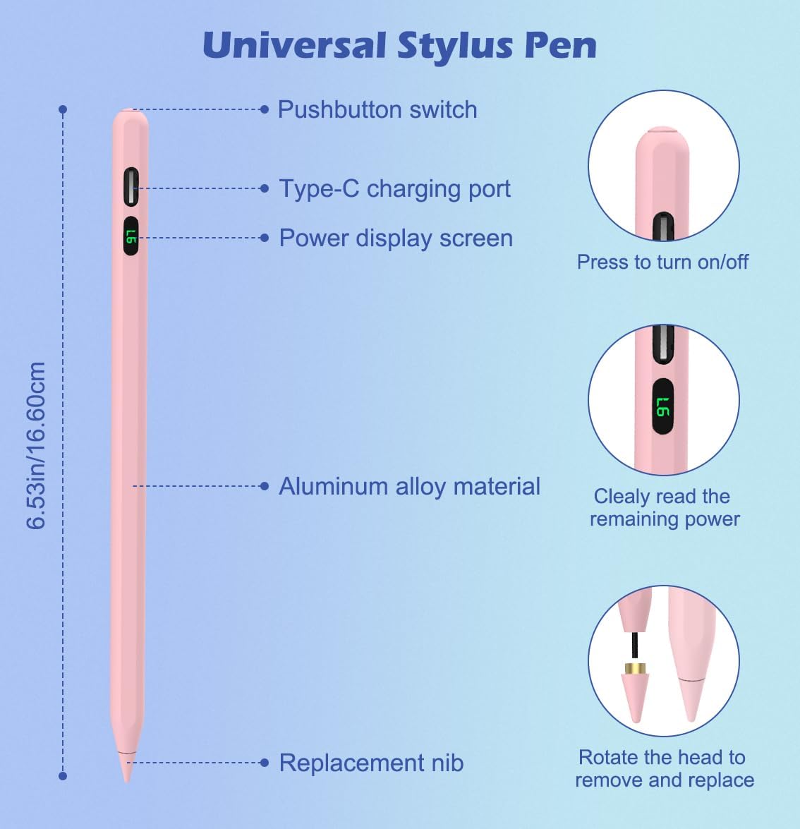 Active Digital Display Stylus Pen - Pink 2100-3