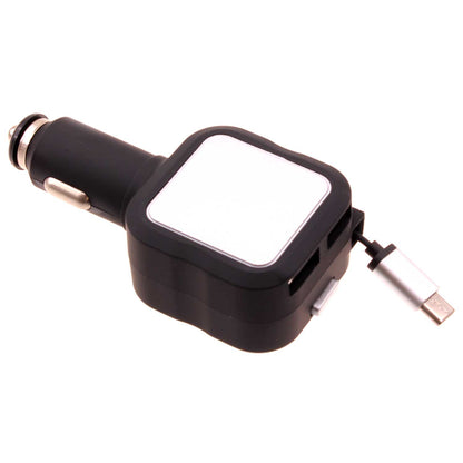 Car Charger Retractable 4.8Amp Type-C 2-Port USB Fast Charge  - BFM43 1064-1