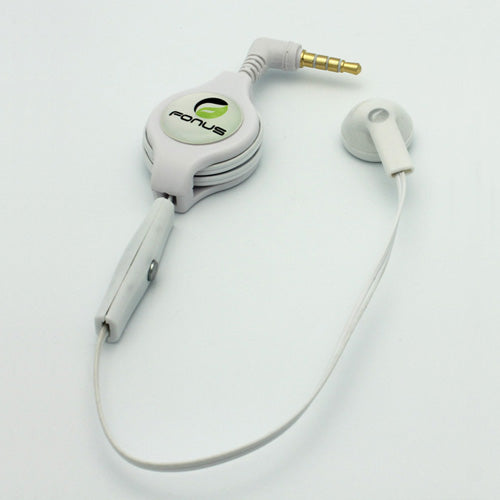 Retractable Mono Earphone Headphone 3.5mm w Mic Headset Handsfree Earbud  - BFJ79 383-2