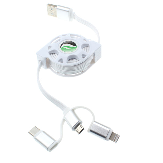 USB Cable Retractable Charger Power Cord 3-in-1  - BFR29 1102-1