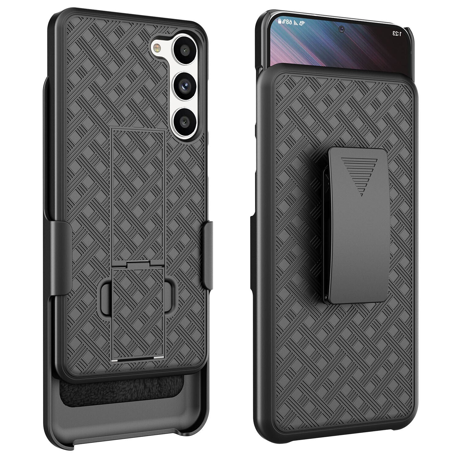 Belt Clip Case and Screen Protector Swivel Holster Tempered Glass Kickstand  9H Hardness   (Fingerprint Unlock)   - BFK24+Y96 1925-2