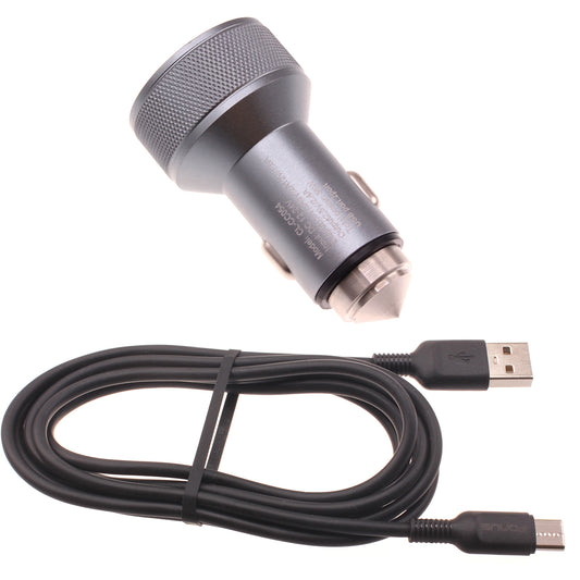 image of Car Charger 24W Fast 2-Port 6ft USB-C Cable DC Socket Power  - BFE15 1497-1