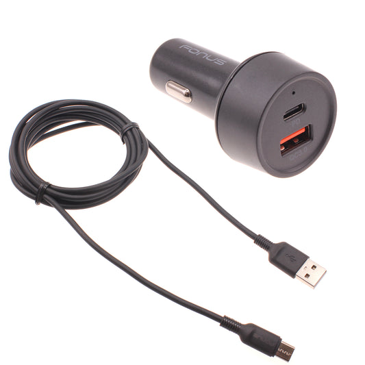 image of Quick Car Charger 36W 2-Port USB Cable Type-C PD  Power Adapter  - BFE16 1469-1