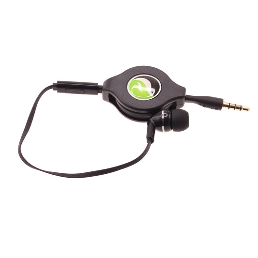 image of Retractable Mono Earphone Headphone 3.5mm w Mic Headset Handsfree Earbud  - BFF75 436-1