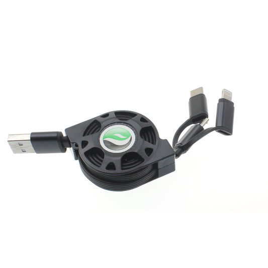 image of USB Cable Retractable Charger Power Cord 3-in-1  - BFR30 1103-1