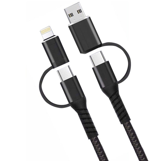 image of 4-in-1 USB-C Cable Fast Charger Power Cord [Type-C, iPhone, USB-A] Wire USB  - BFJ52 1673-1