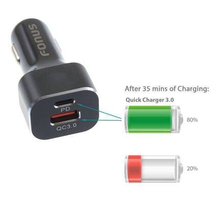 Quick Car Charger 36W 2-Port USB Type-C PD  Power Adapter  - BFS40 1158-2