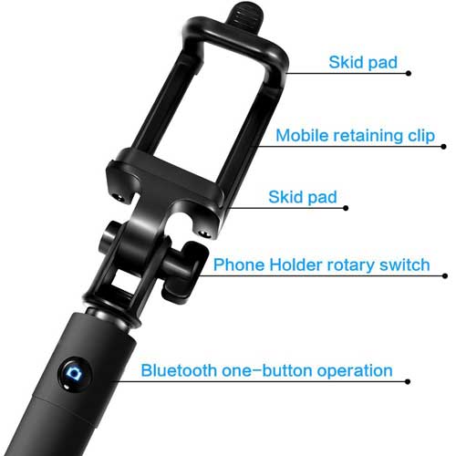 Selfie Stick Wireless Monopod Remote Shutter Built-in Self-Portrait  - BFC21 484-5